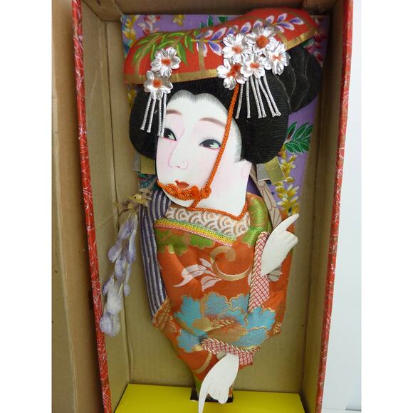Vintage Japanese Hagoita Geisha Paddle Hanging Art 20 Inches - Picture 1 of 5
